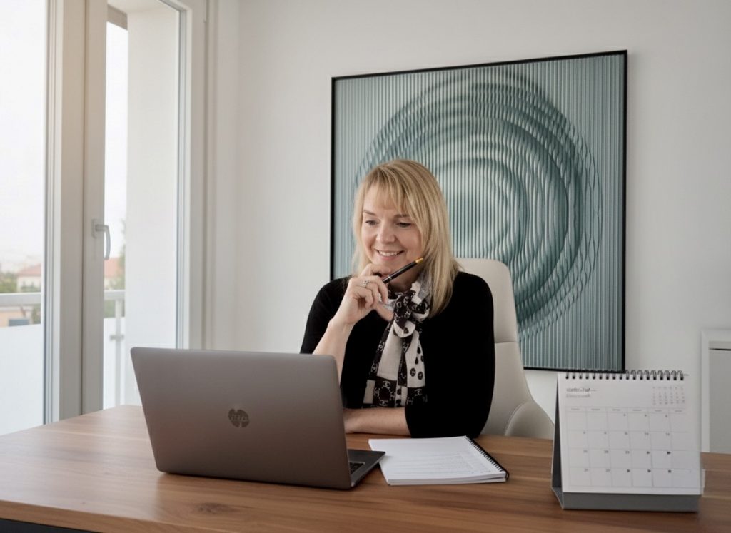 silke mekat am schreibtisch